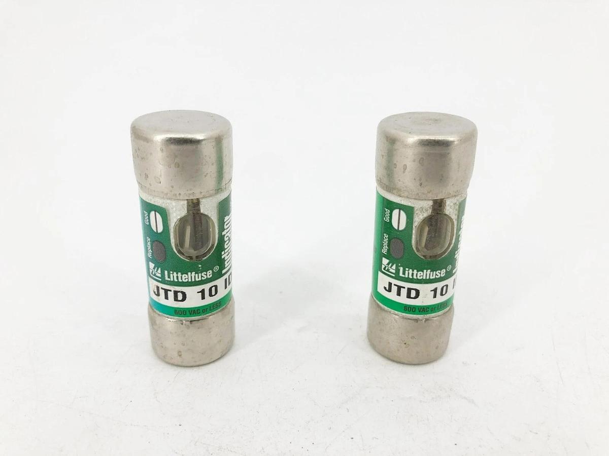 Lot of 2 New Littelfuse JTD 10 ID Time Delay Indicator Fuses 10A 600V Class J