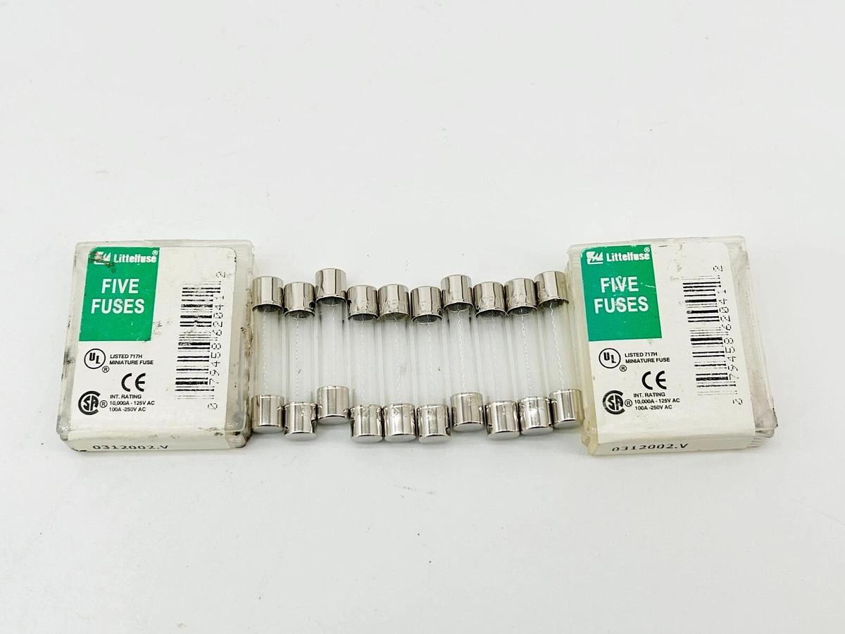 New Lot of 10 Littelfuse 0312002.V Glass Fuse 2A 250V 6.3X32MM