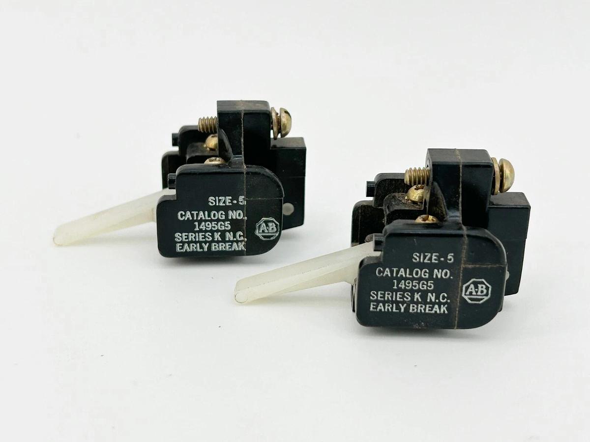 Used Lot of 2 Allen Bradley 1495G5 Auxiliary Contact 1NC Early Break Size 5 600V