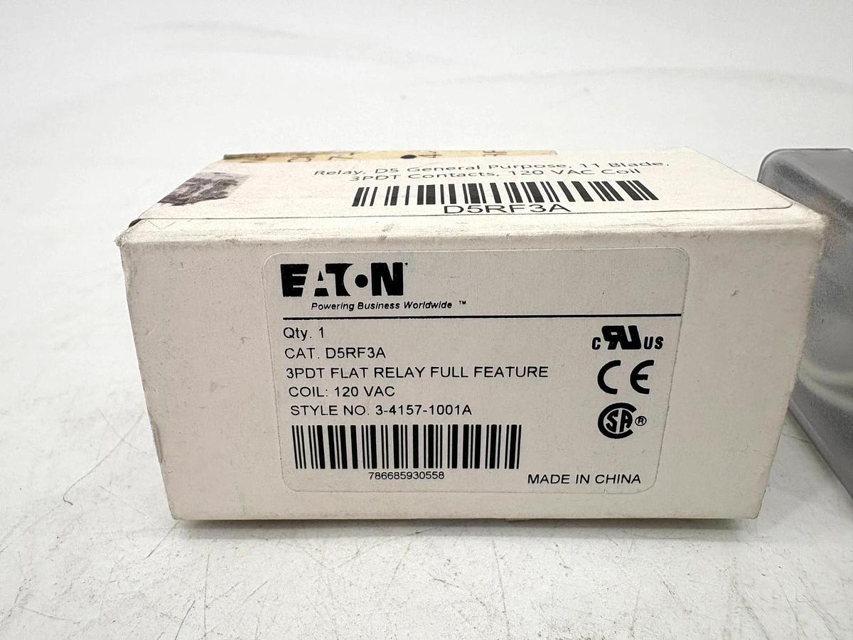 New Eaton D5RF3A 3PDT Flat Relay Full Feature 120VAC Coil