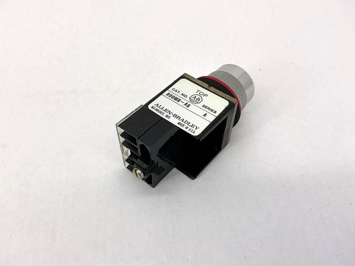 New Allen Bradley 800MR-A6 Ser A Small Round Pushbutton Unit Red Cap - No Box