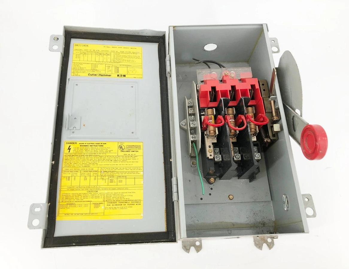 Used Cutler-Hammer DH221NDK Safety Switch Disconnect 30A 250VAC/DC