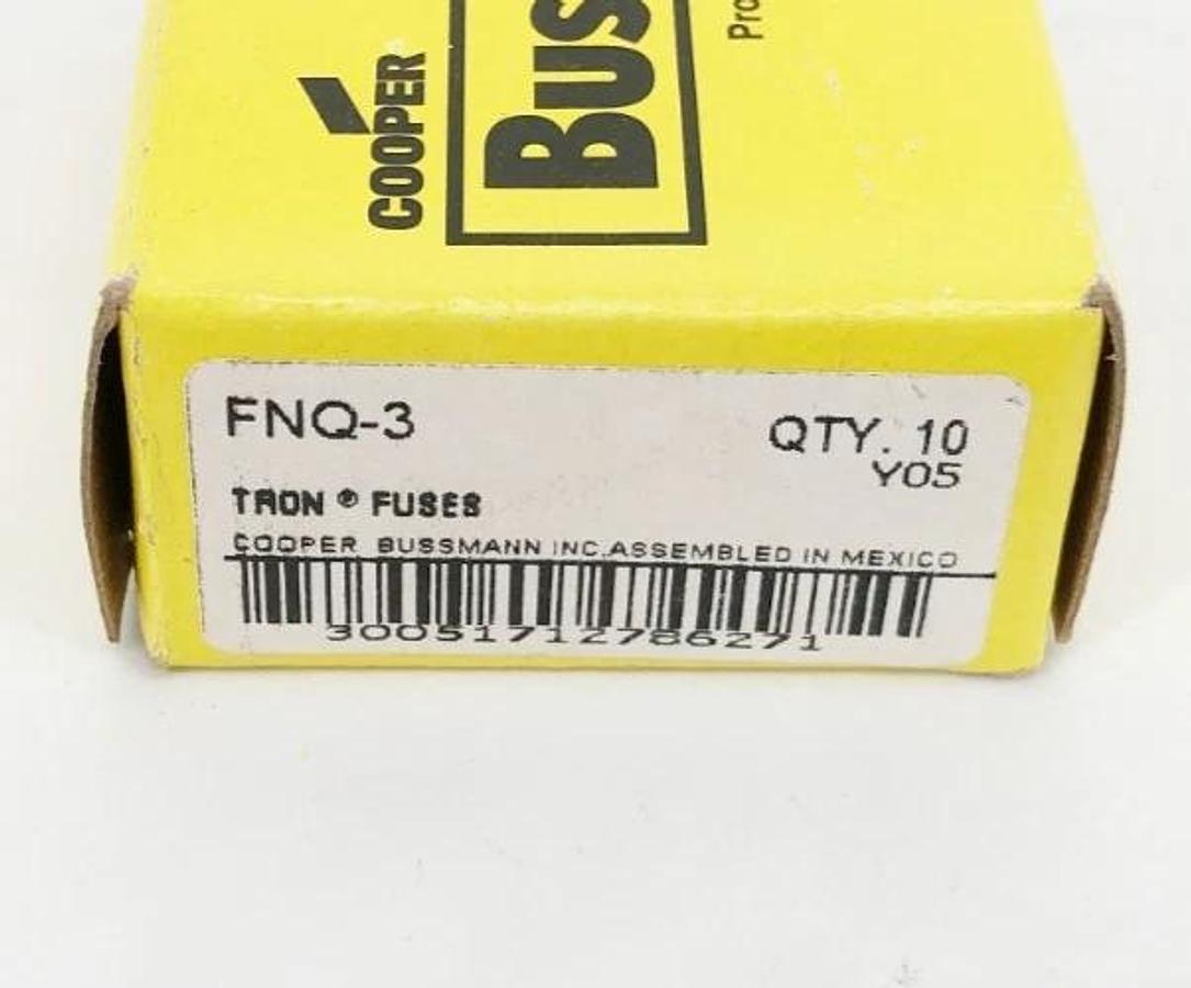 Box of 10 New Bussmann FNQ-3 Time-Delay Fuses 3A 500V