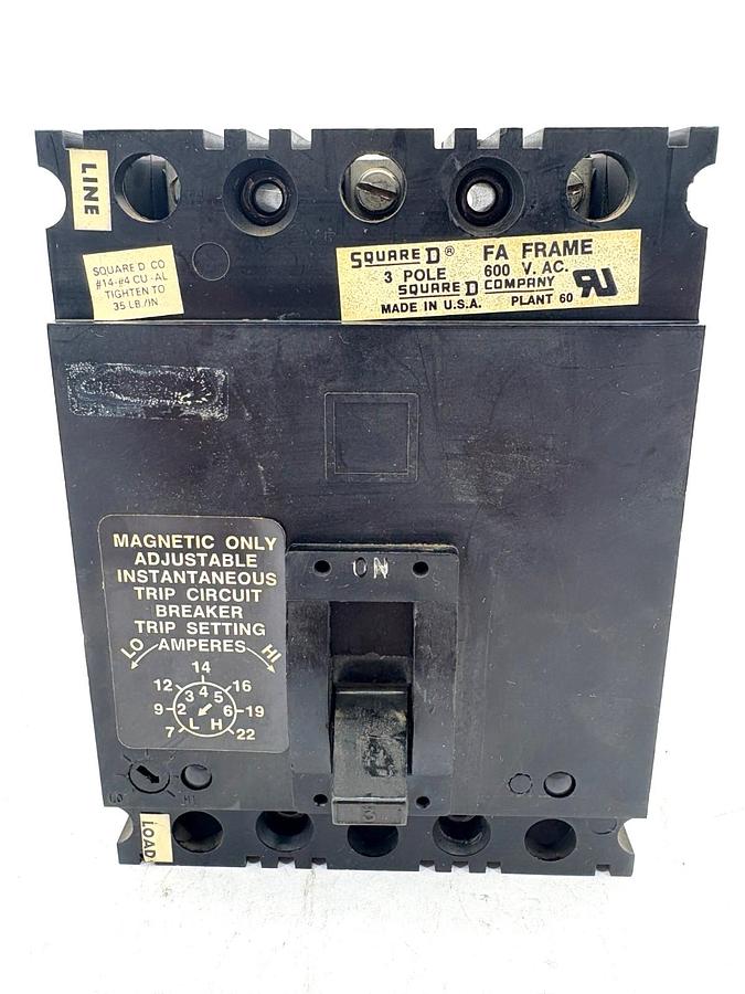 Used Square D FAL-36003-11M 3A Circuit Breaker 600VAC 3-Pole