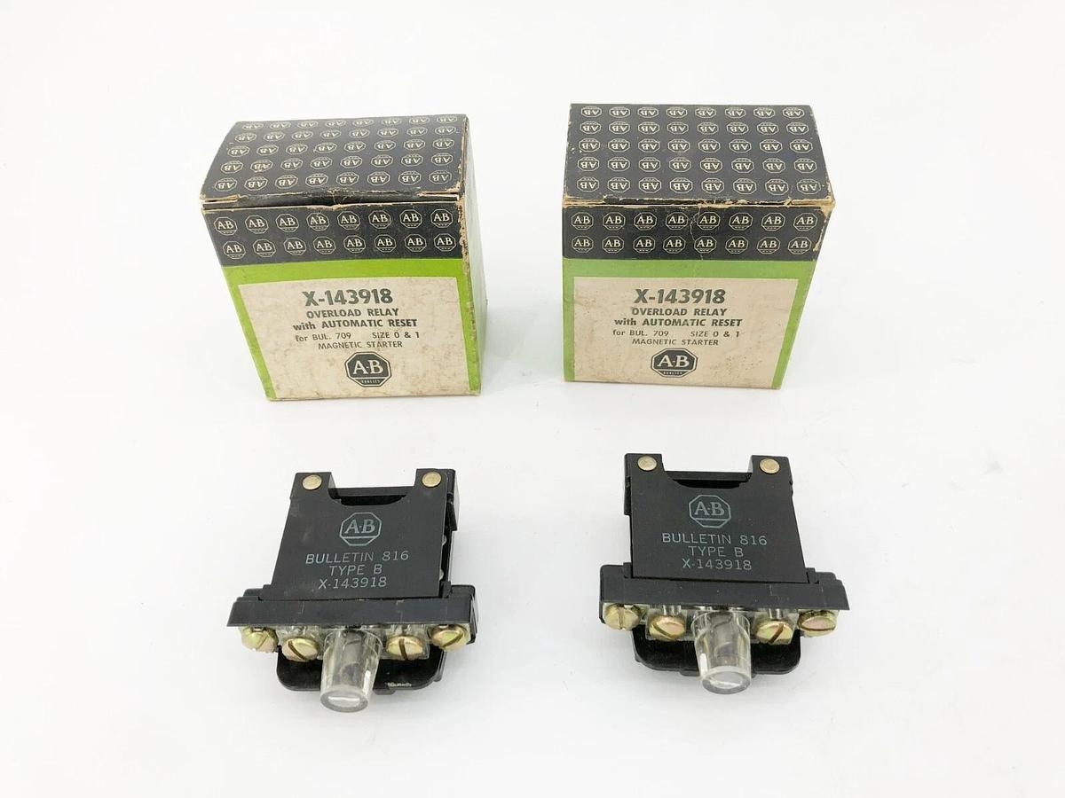 Lot of 2 New AB Allen Bradley X-143918 Overload Relay Size 0 & 1