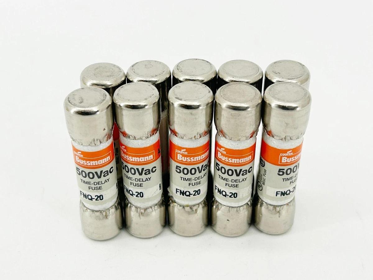 New Bussmann FNQ-20 Time Delay Fuse 500V 20A Box of 10