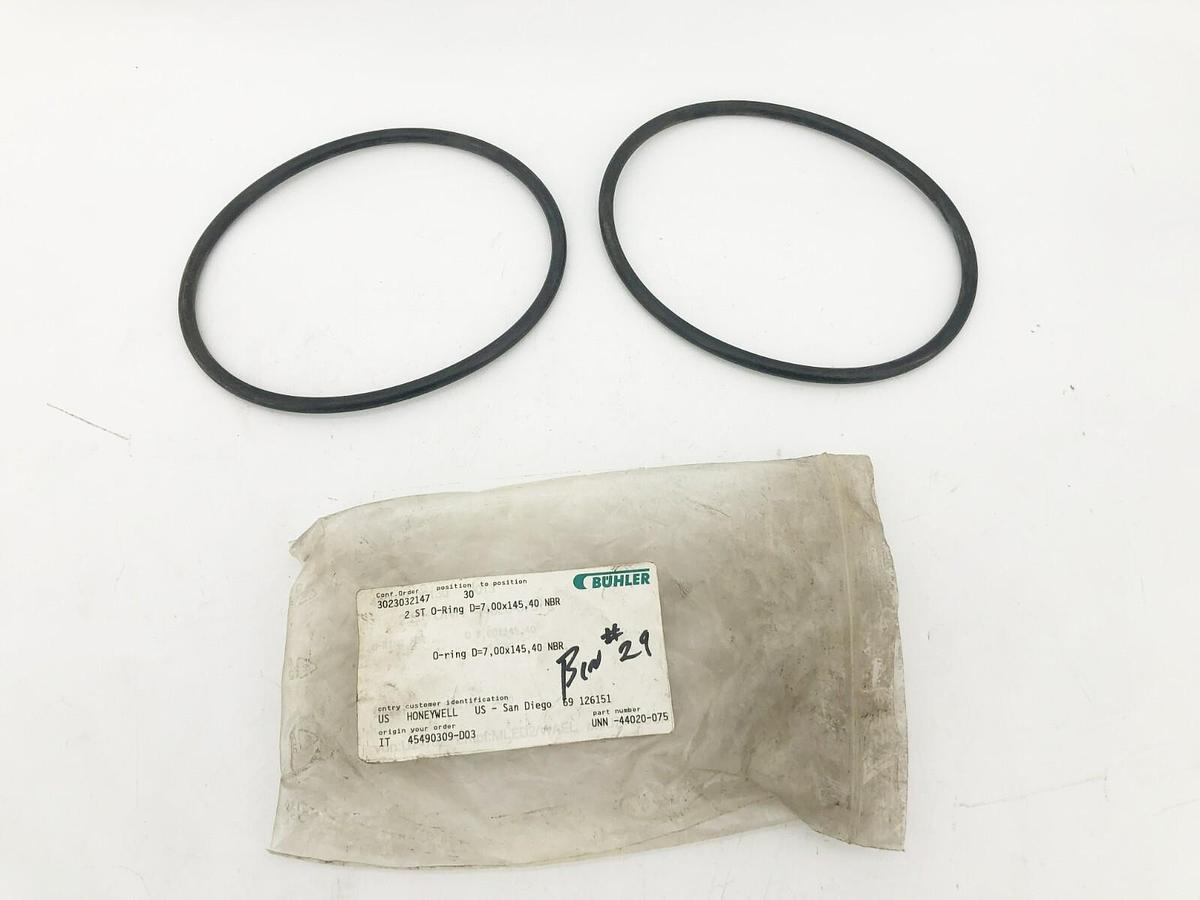 Lot of 2 New Buhler UNN-44020-075 O-Rings 7.00X145.40 NBR