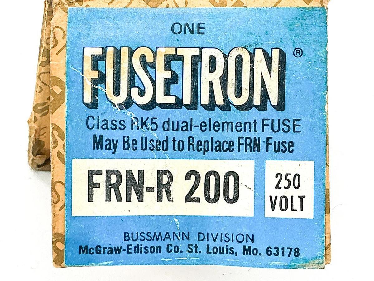New Bussmann FRN-R-200 Fusetron Dual Element Fuse 200A 250V Class RK5