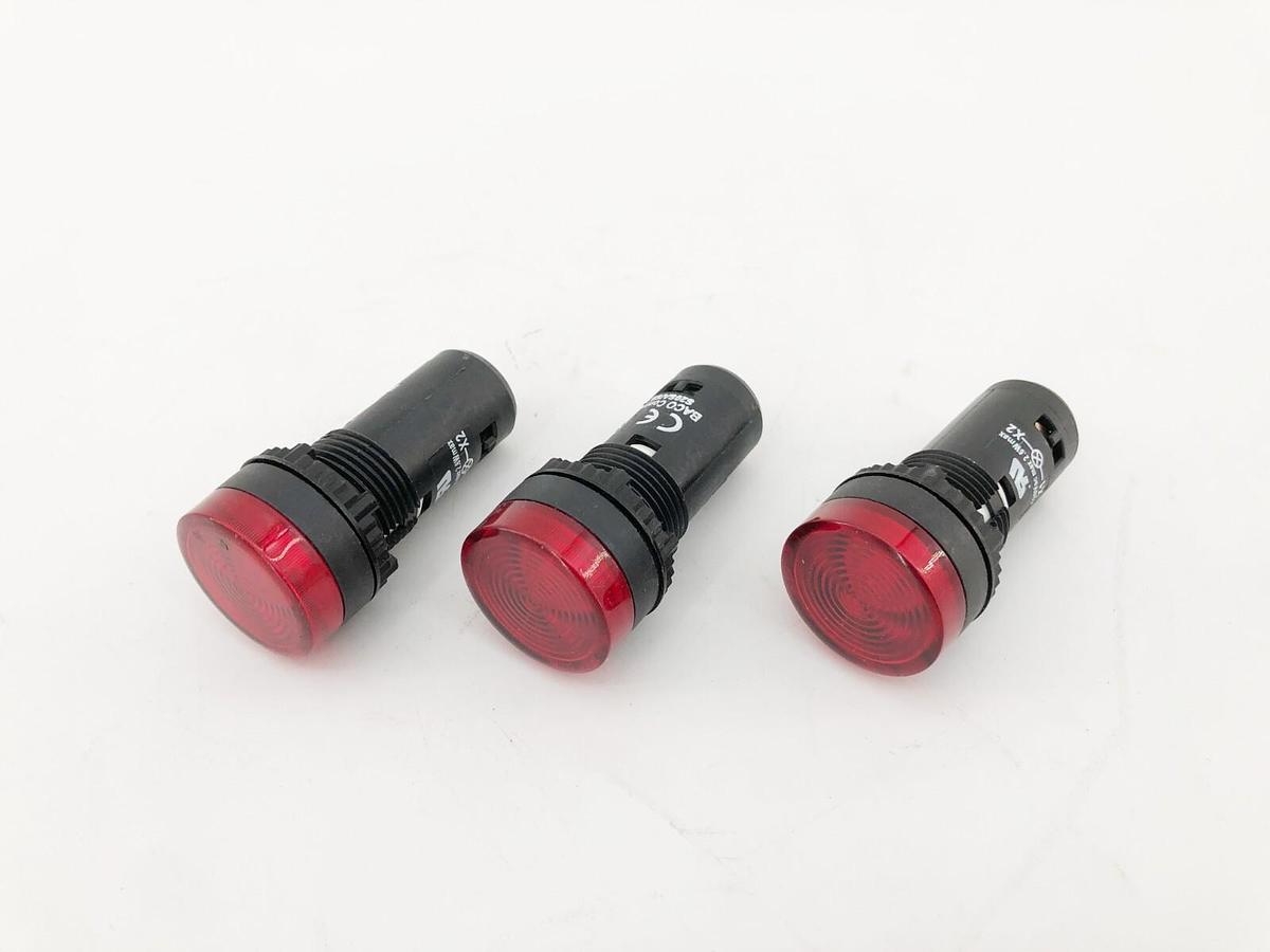 Lot of 3 New Baco Controls S20SA/SB Red Indicator Lights 120V - No Box