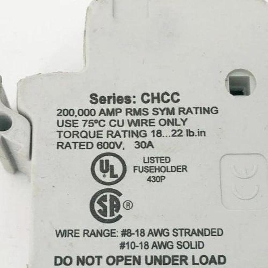 Used Lot of 4 Bussmann CHCC1DI Fuse Holders 1P 30A 600V Fuse Holders