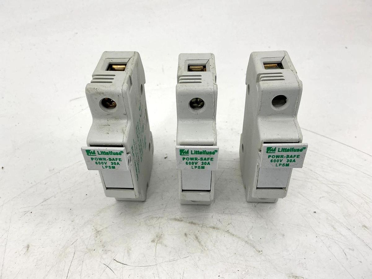 Used Lot of 3 Littelfuse LPSM30A Ser LPSM Fuse Holder POWR-SAFE 30A 600V