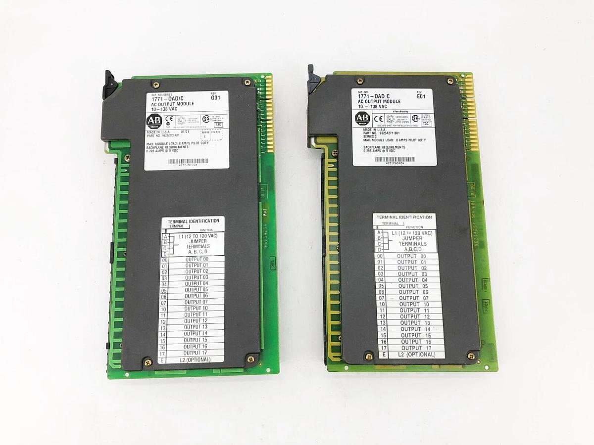 Used Lot of 2 Allen Bradley 1771-OAD Ser. D AC Output Modules 10-138VAC
