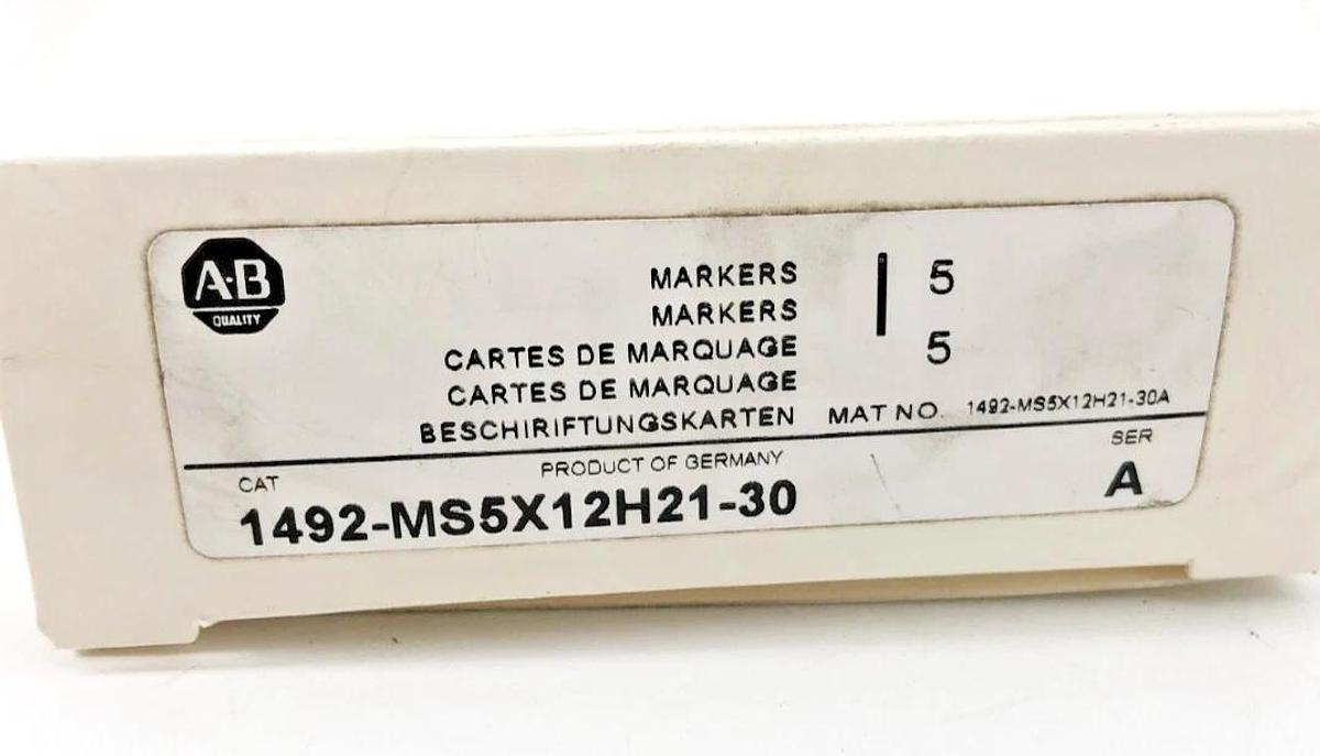 Box of 5 New Allen-Bradley 1492-MS5XH21-30 Ser. A Horizontal Marker Cards