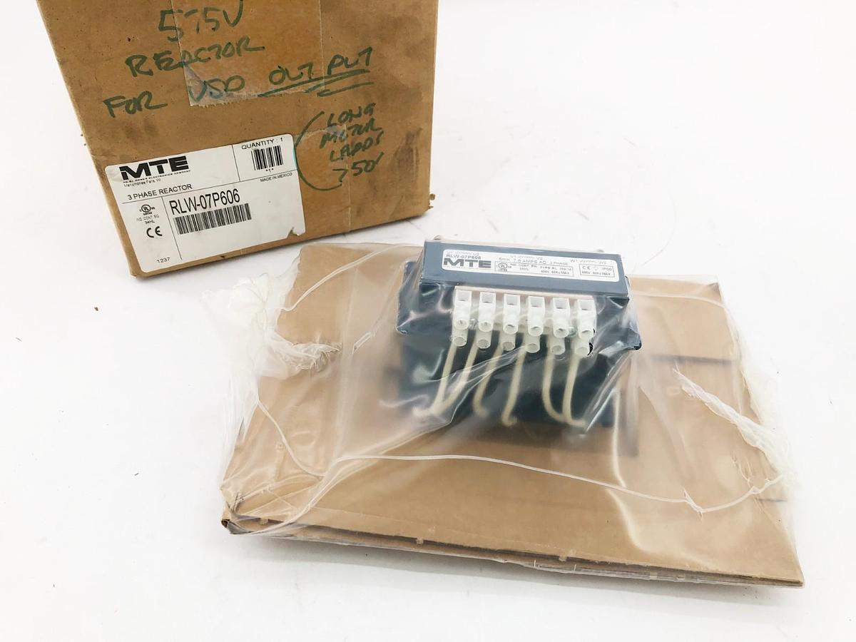 New MTE RLW-07P606 Reactor 3 Phase 7.6A 600VAC
