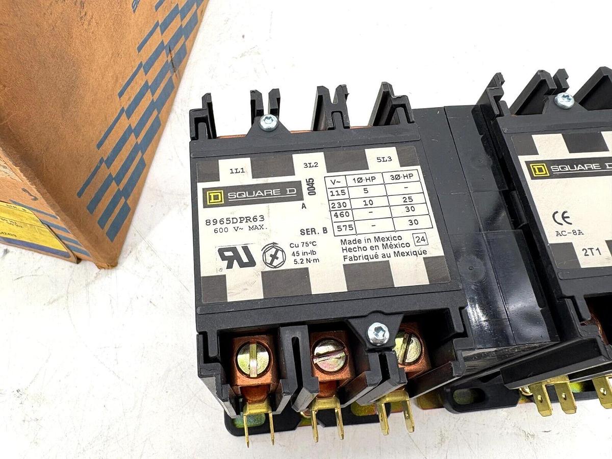 New Square D 8965DPR63V02 Reversing Hoist Contactor 110/120V Coil 60A 600VAC