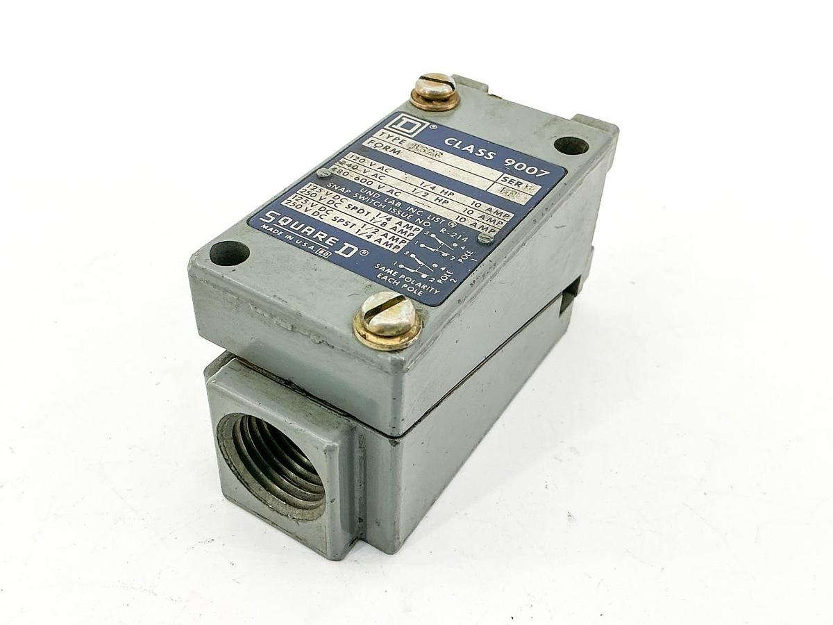 Used Square D 9007-B62C Limit Switch 600V 10A 1/2HP 9007