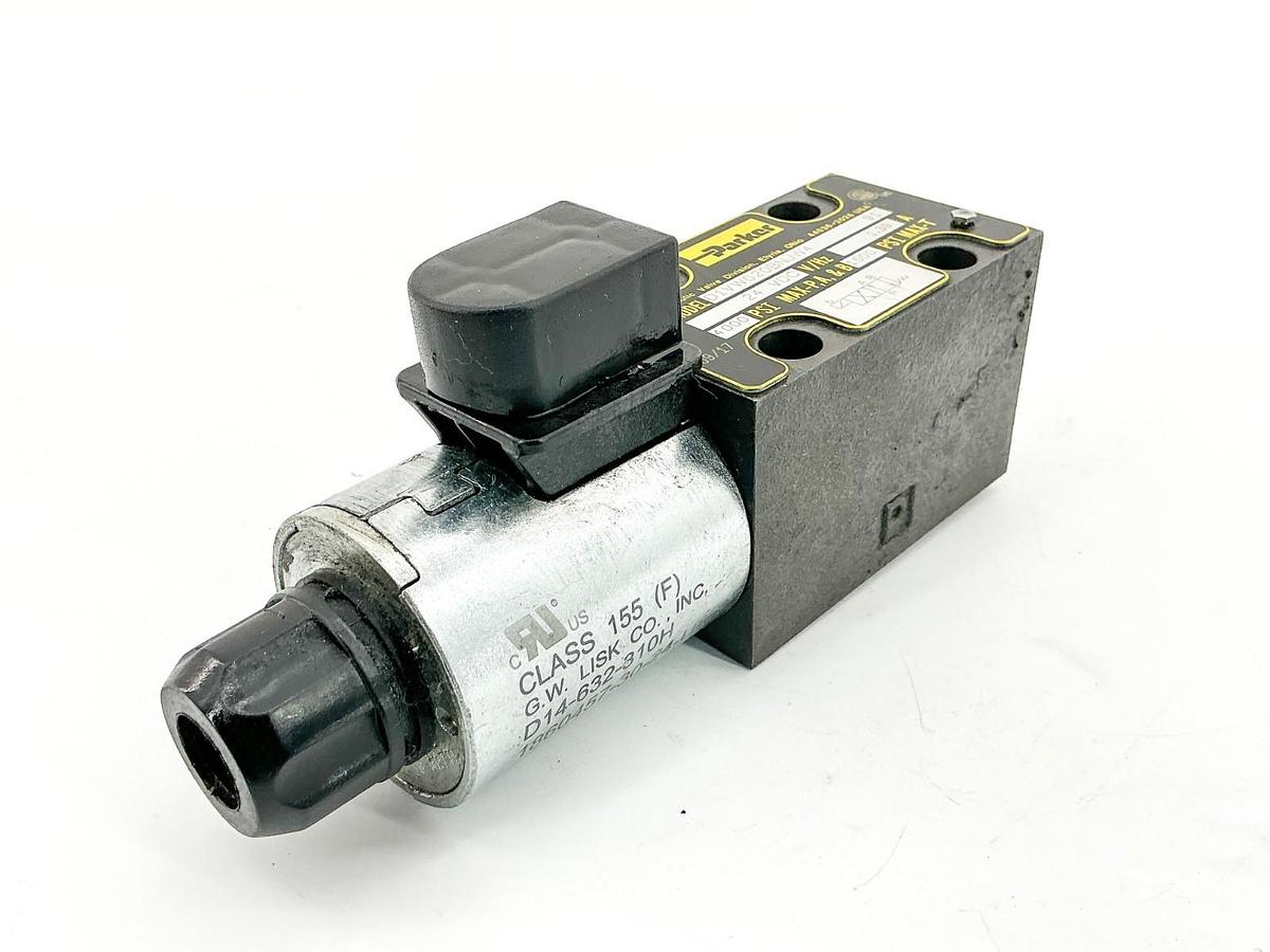 Used Parker D1VW020BNJW4 91 Hydraulic Control Valve 4000PSI 24VDC 1.39A