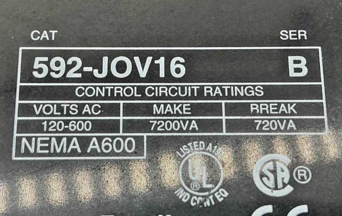 Used Lot of 2 Allen Bradley 592-JOV16 Ser B Overload Relay Manual Reset 3P 24A 600VAC