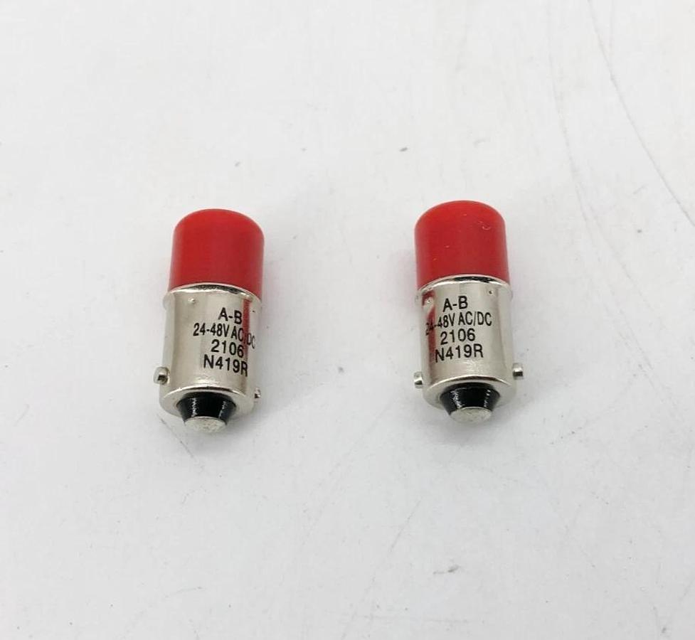Lot of 2 New Allen-Bradley 800T-N419R Red LED Bulbs 24-48VAC - No Box