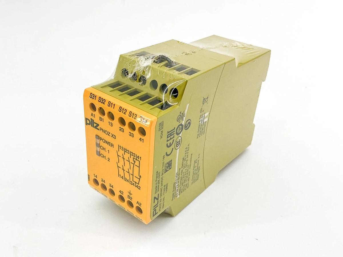 New Pilz PNOZ X3 120VAC 24VDC 3N/O 1N/C 1S0 Safety Relay 774316