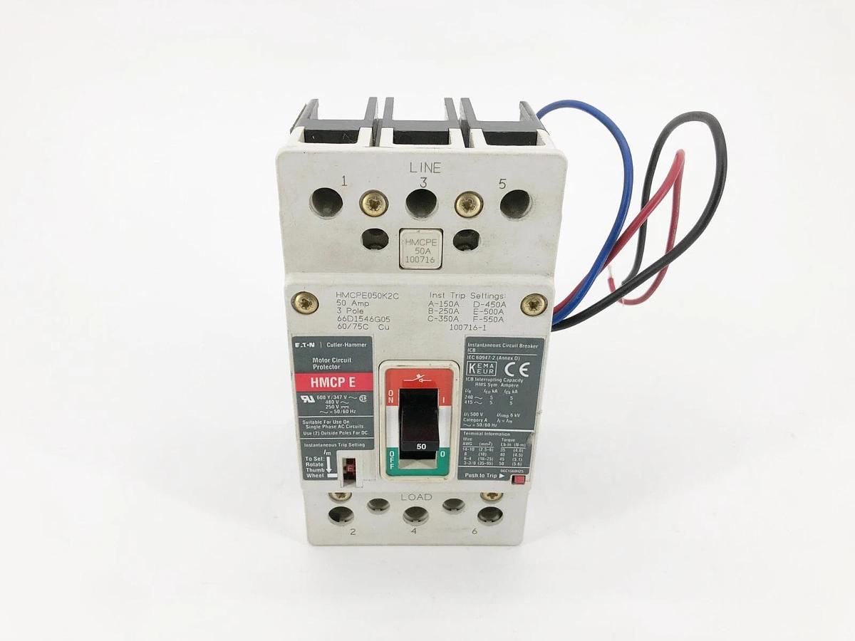 New Eaton Cutler Hammer HMCPE050K2C Motor Breaker AUX1A1BPK 3P 50A 600V - No Box