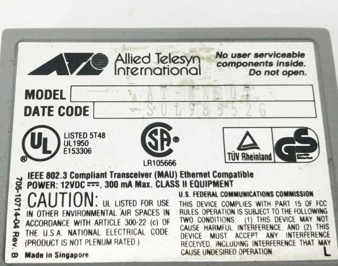 Used Allied Telesyn CentreCOM AT-MX20T Twisted Pair Transceiver