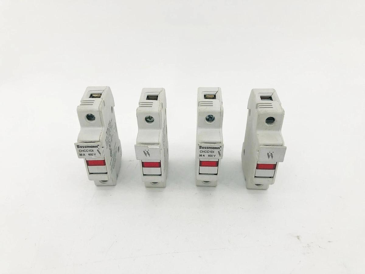 Used Lot of 4 Bussmann CHCC1DI Fuse Holders 1P 30A 600V Fuse Holders