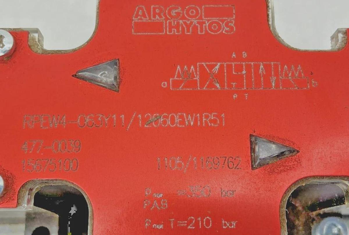 Used Argo Hytos RPEW4-063Y11/12060EW1R51 Directional Control Valve 3-Pos 4-Way