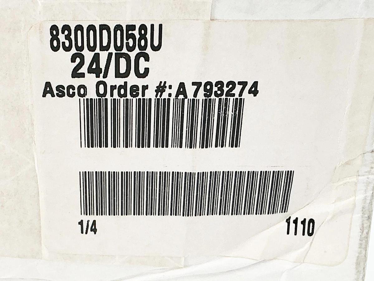 New Asco 8300D058U Solenoid Valve 60PSI 1/4" Pipe 36.2W 24VDC