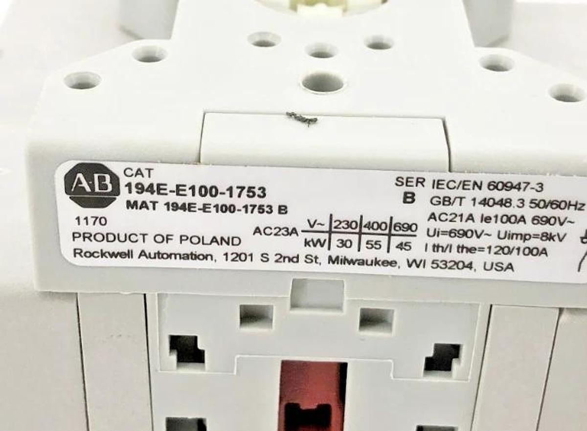 New Allen Bradley 194E-E100-1753 Ser. B Load Switch 3P 100A 600VAC