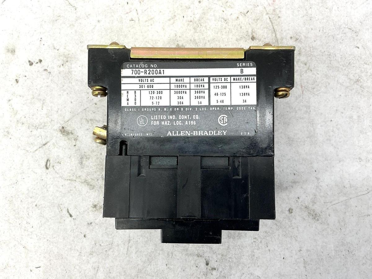 Used Allen Bradley 700-R200A1 Ser B Electrically Held Relay 110/120V 50/60HZ