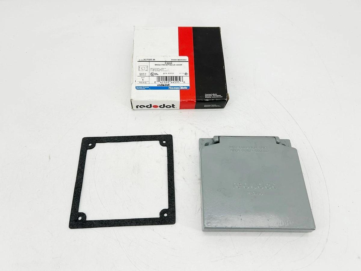 New Red Dot 2CFSR-M Single Receptacle Cover 2-Gang 2-1/4" Dia. Hole