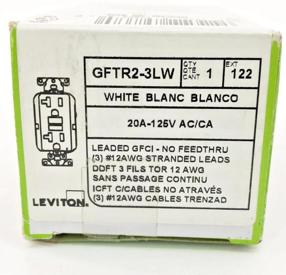 New Leviton GFTR2-3LW Duplex Receptacle Outlet White 20A 125V AC/CA