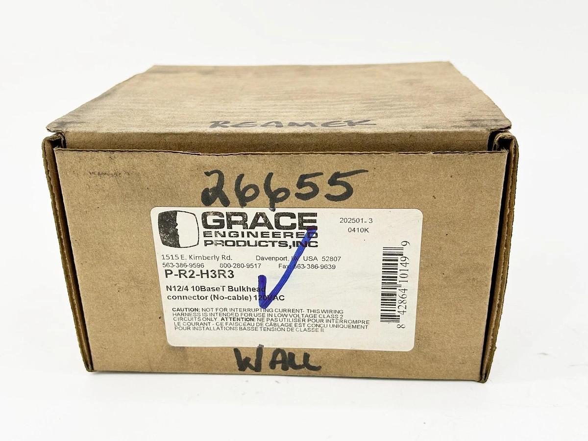 New Grace Products P-R2-H3R3 Ethernet Panel Basket Bulkhead Connector 120V