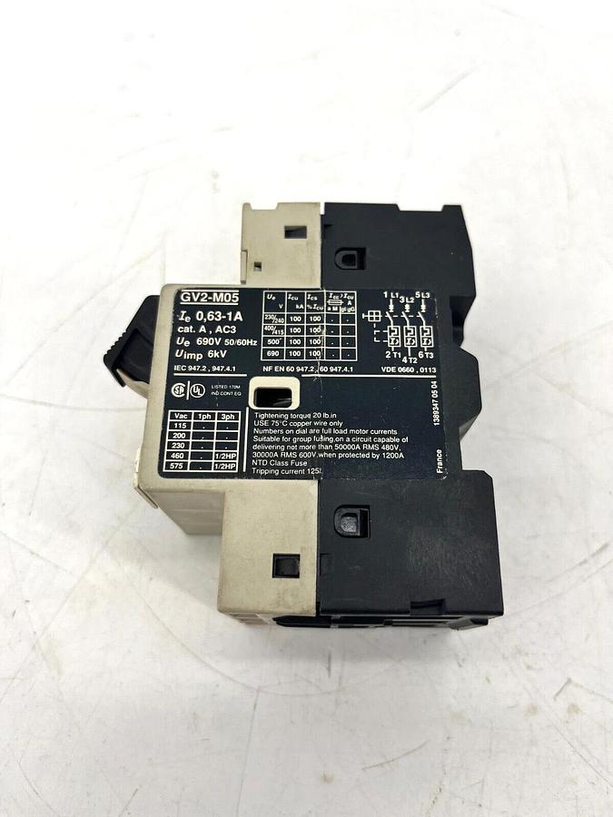 Used Telemecanique GV2-M05 Motor Circuit Breaker 0.63-1A Range