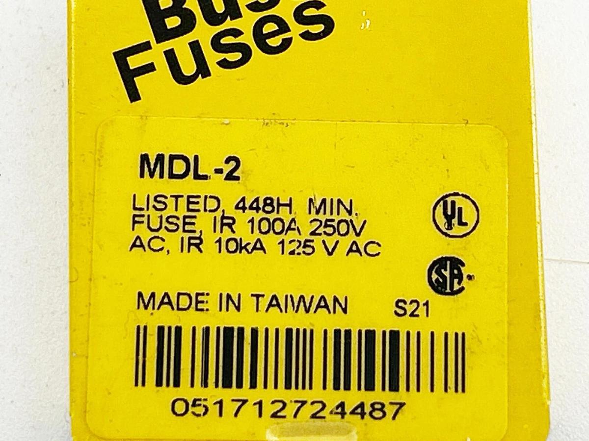New Lot of 15 Bussmann MDL-2 Glass Fuse Pack 2A 250V