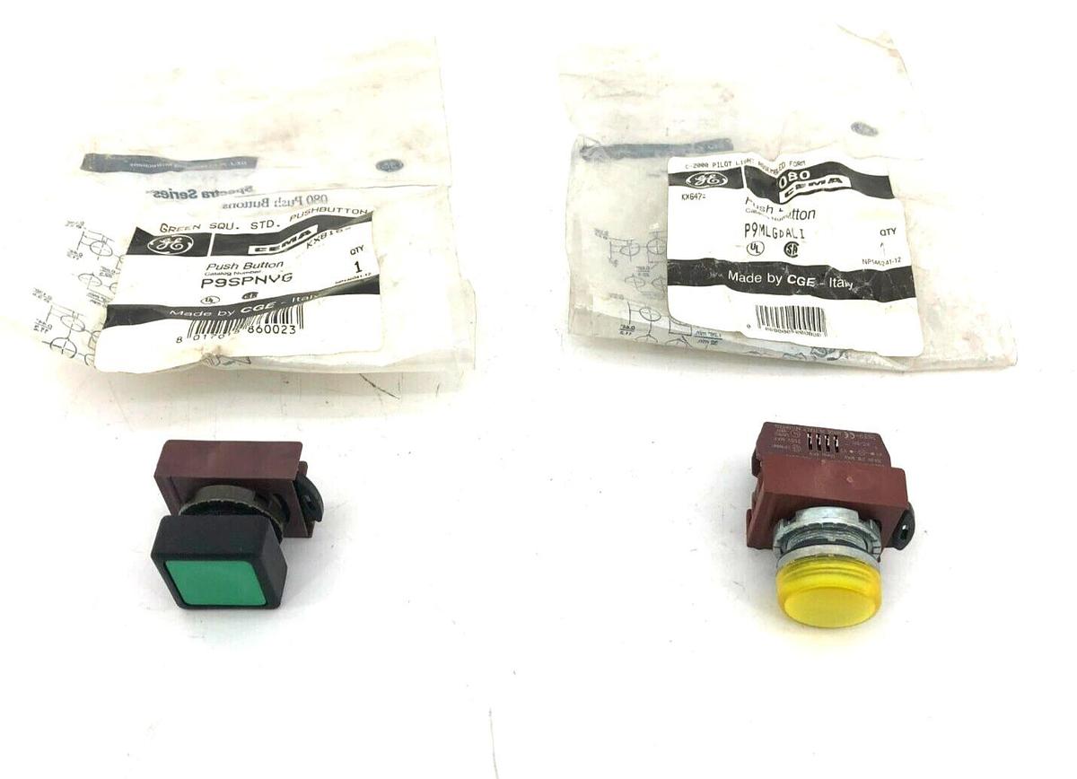 Lot of 2 New GE General Electric Misc. Pushbuttons P9MLGDALI P9SPNVG