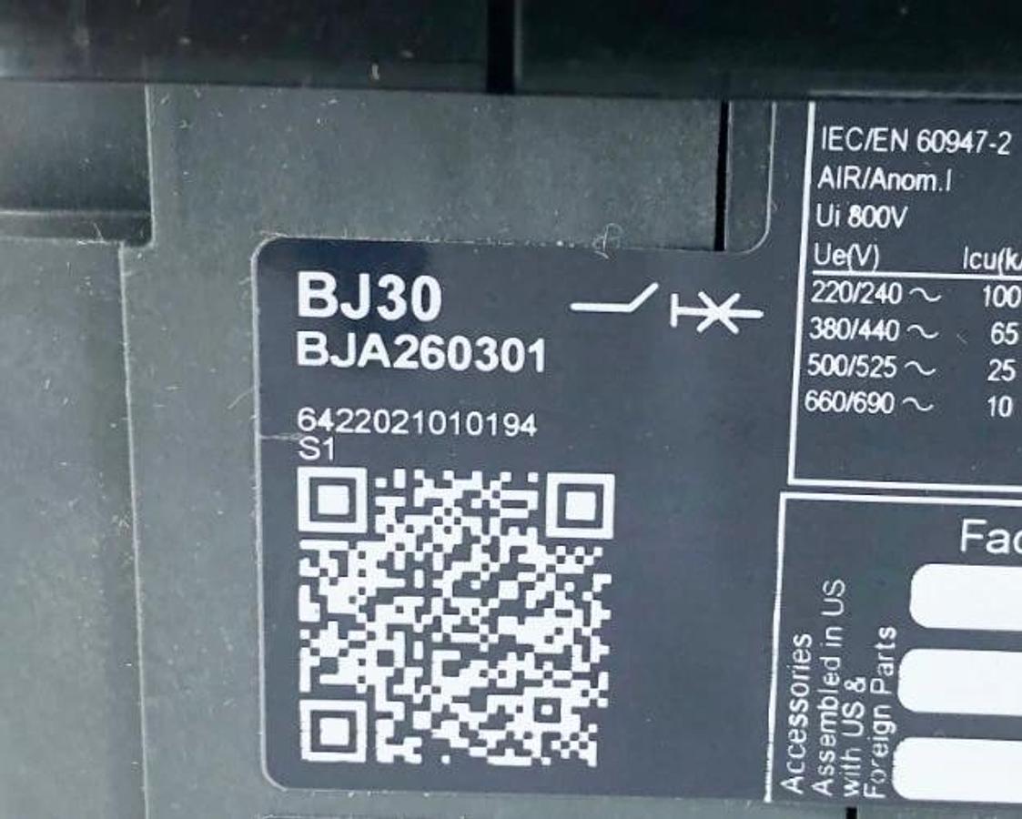 New Schneider Electric BJA260301 Circuit Breaker 30A 2P 600Y/347VAC - No Box