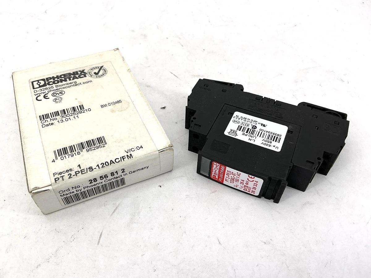 New Phoenix Contact PT-2-PE/S-120AC/FM Plugtrap Uc-150VAC In-26A 2856812