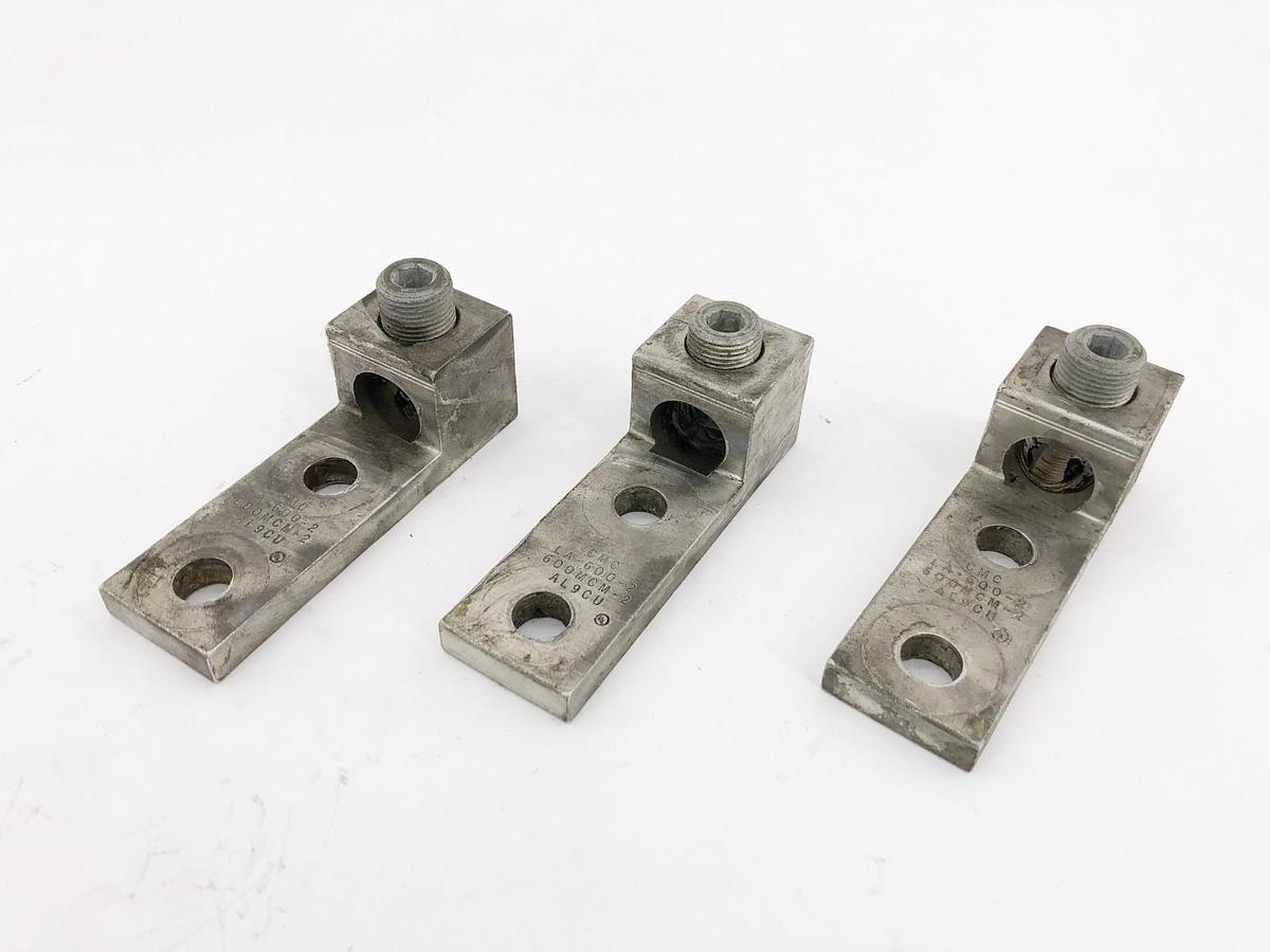 Used Lot of 3 CMC LA-600-2 Mechanical Connector Lugs 600MCM-2 AL9CU