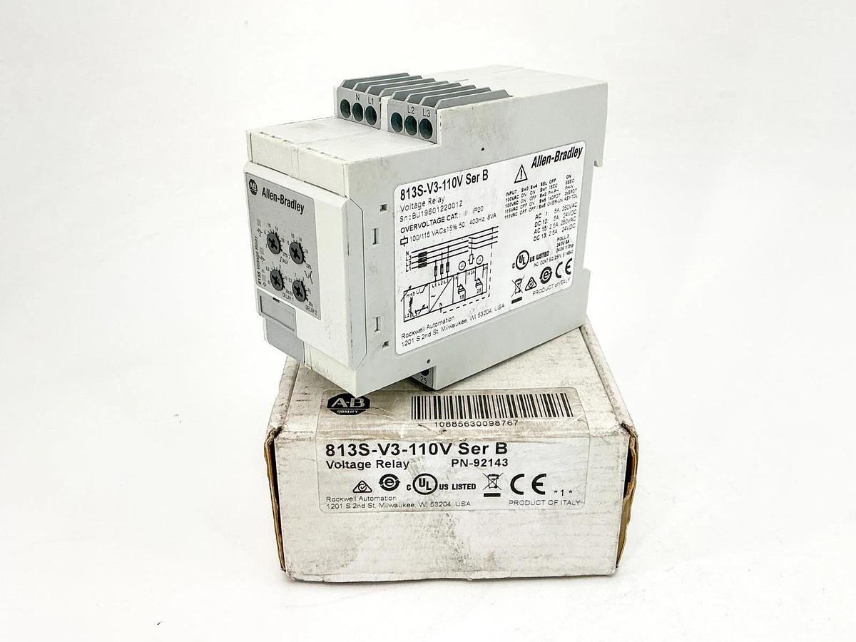 New Allen Bradley 813S-V3-110V Voltage Relay 3PH 110-115V 8VA Ser.B