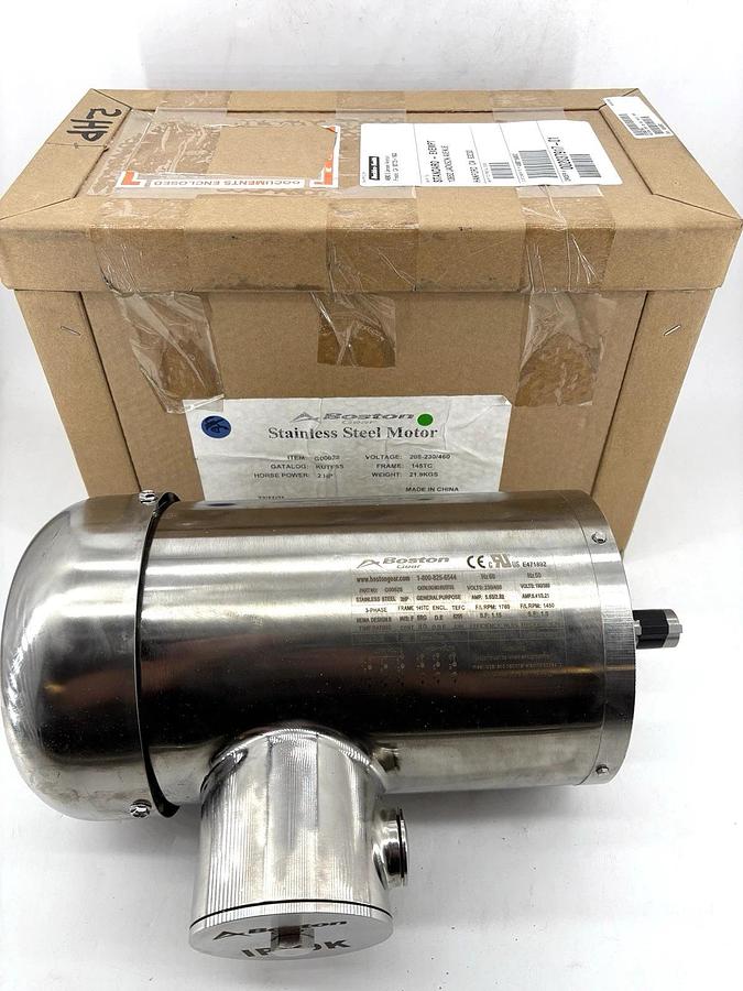 New Boston Gear KUTFSS G00628 2HP TEFC SS Washdown Motor 230/460V 1760rpm 145TC