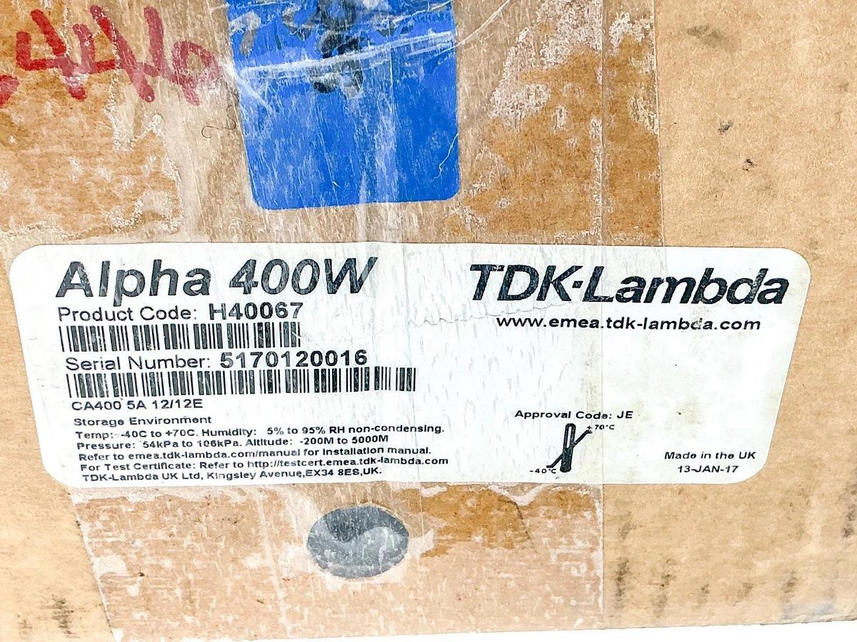 New TDK Lambda H40067 Power Supply Alpha 400W 100-240V CA400 5A 12/12E