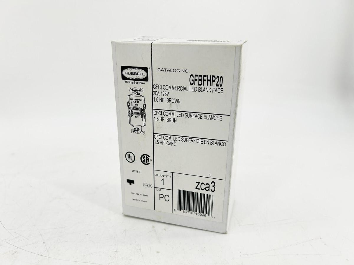 New Hubbell GFBFHP20 Power Protection Products GFCI Receptacle Blank Face 20A 12