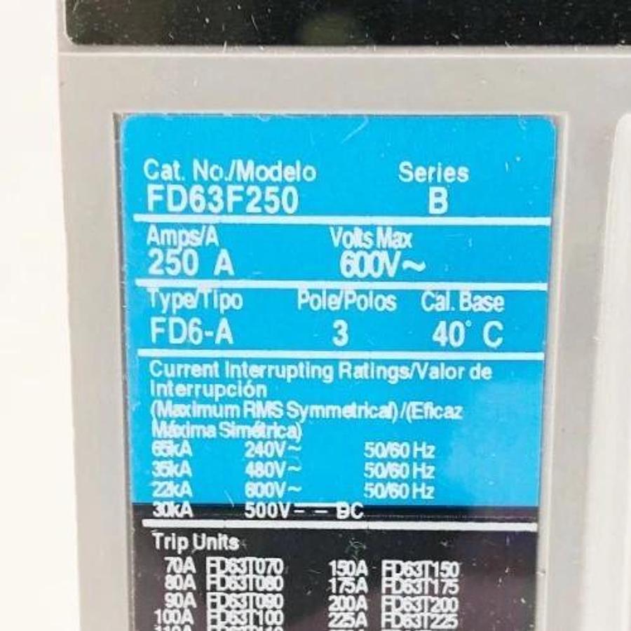 New Siemens FD63B070 Sentron MCCB Frame Circuit Breaker 3P 250A 600V FD63F250