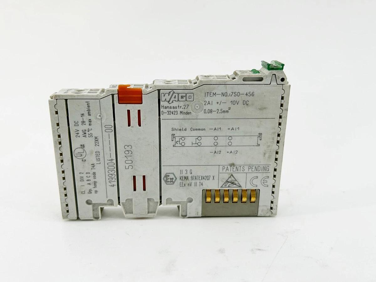 New Wago 750-456 Analog Input Module 10VDC 80MA 2 Channel