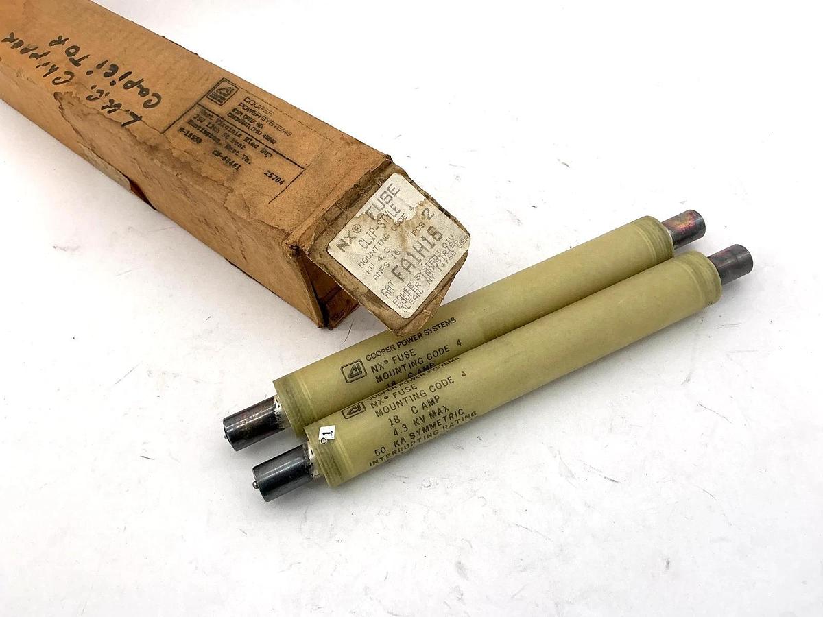 Lot of 2 New Cooper Power Systems FA1H18 NX Fuse 18A 4.3KV Max Mounting Code 4