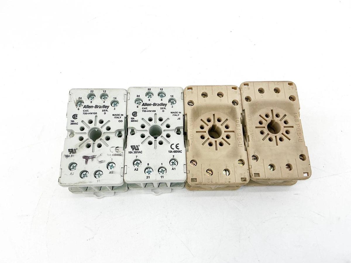 Used Lot of 4 Allen Bradley 700-HN100 Relay Base 10A 300V