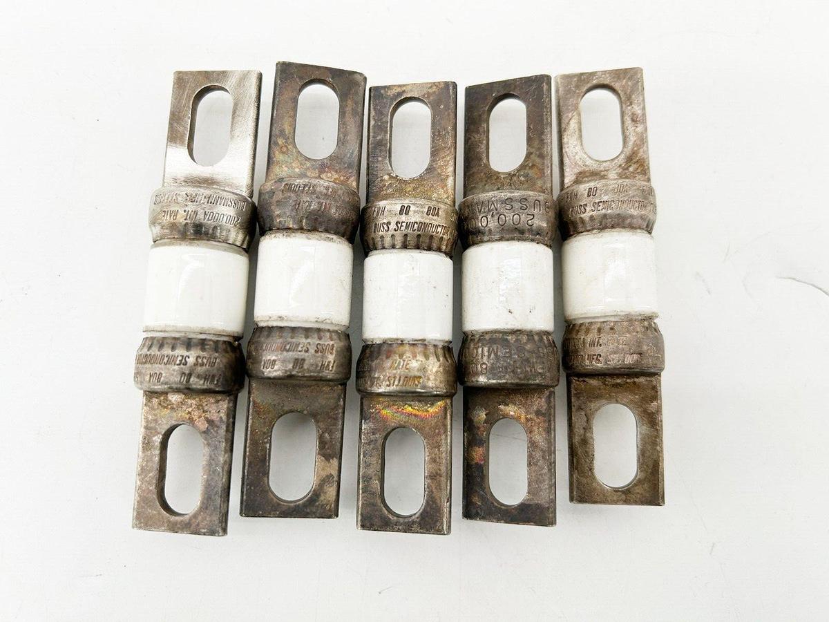 Used Lot of 5 Bussmann FWH-80 High Speed Fuse 80Amp 500V Series FWH