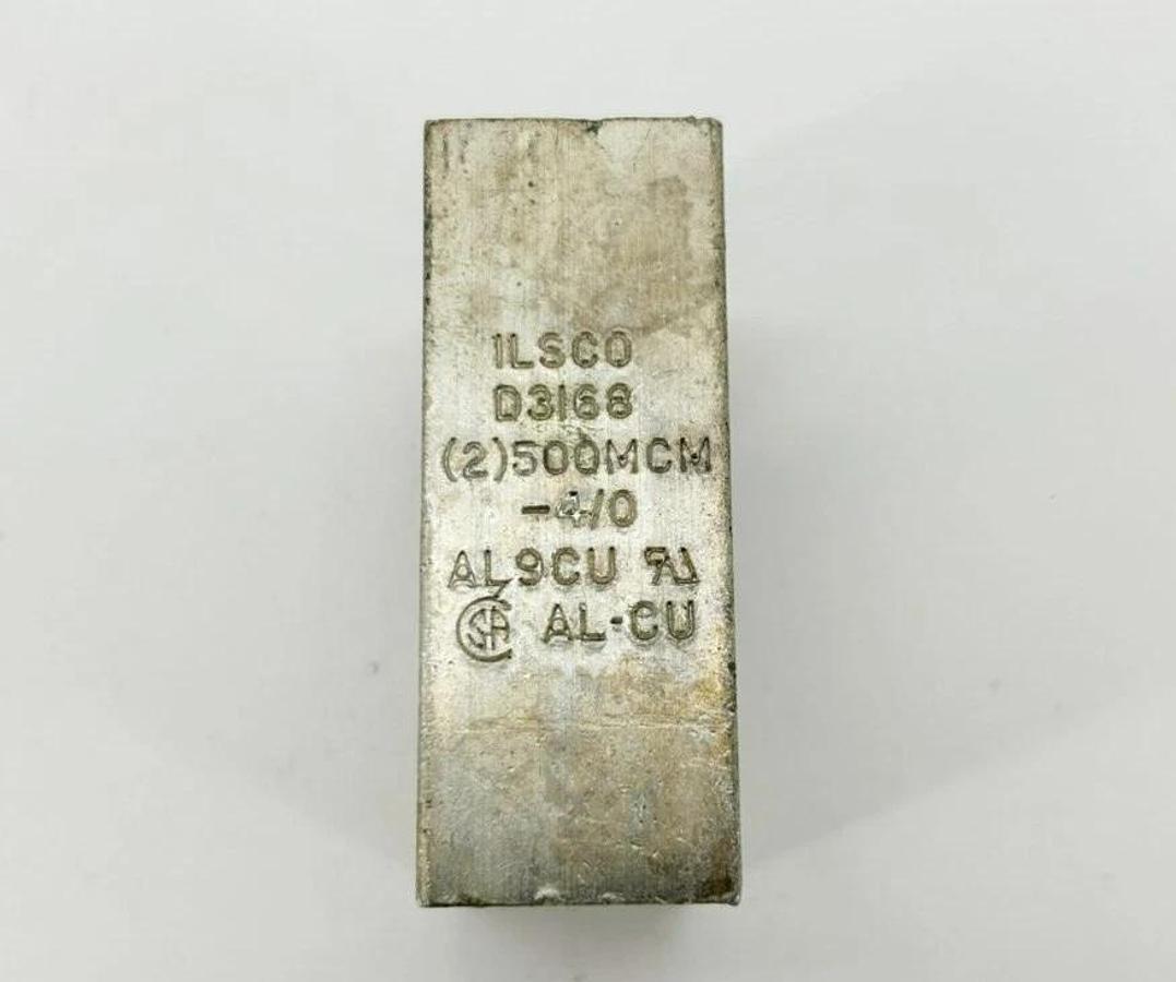 New Ilsco D3168 Terminal Lug, (2)500MCM-4/0, AL9CU missing screws